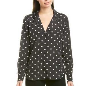 Equipment Black Adalyn Heart Print Button Down Blouse